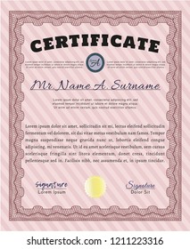 Red Diploma. Modern design. Vector illustration. With complex background. 