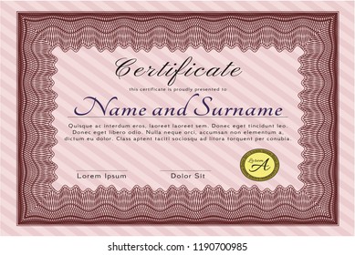 Red Diploma. Money Pattern. Customizable, Easy to edit and change colors. With linear background. 