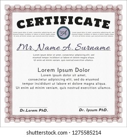 Red Diploma. Money Pattern. Customizable, Easy to edit and change colors. With guilloche pattern. 