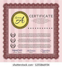 Red Diploma. Money Pattern design. With great quality guilloche pattern. Customizable, Easy to edit and change colors. 