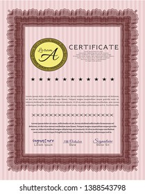 Red Diploma. Money Pattern design. With guilloche pattern. Customizable, Easy to edit and change colors. 