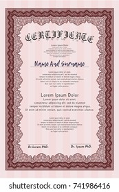 Red Diploma. Money Pattern design. Printer friendly. Customizable, Easy to edit and change colors. 