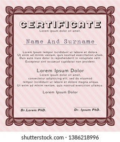 Red Diploma. Money Pattern. With linear background. Vector illustration. 