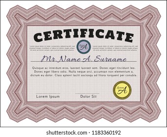 Red Diploma. Money style design. With complex background. Customizable, Easy to edit and change colors. 