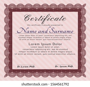 Red Diploma. Perfect design. Complex background. Detailed. 