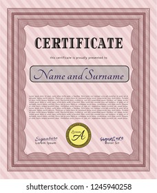Red Diploma. Printer friendly. Detailed. Money Pattern design. 