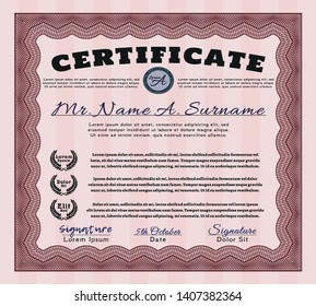 Red Diploma. Retro design. With background. Vector illustration. 