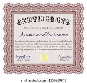 Red Diploma. Retro design. Complex background. Detailed. 