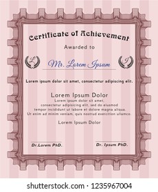 Red Diploma. Retro design. With linear background. Customizable, Easy to edit and change colors. 