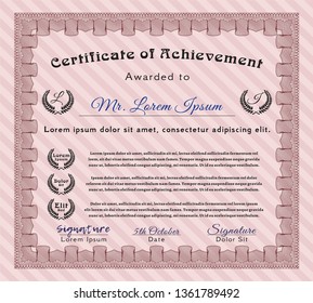 Red Diploma. Sophisticated design. With background. Vector illustration. 