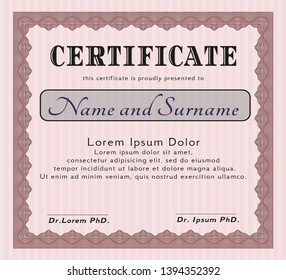 Red Diploma. Sophisticated design. Complex background. Vector illustration. 