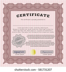 Red Diploma. Superior design. With complex linear background. Detailed. 