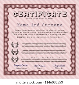 Red Diploma. Superior design. Vector illustration. With background. 