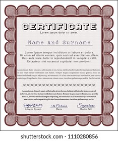  Red Diploma template. With background. Detailed. Money design. 