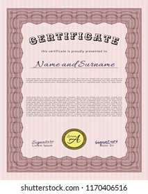 Red Diploma template. Beauty design. Customizable, Easy to edit and change colors. With guilloche pattern and background. 
