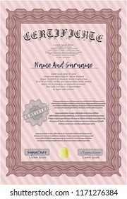 Red Diploma template. Beauty design. With background. Vector illustration. 