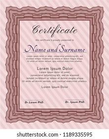 Red Diploma template. Beauty design. Vector illustration. With background. 