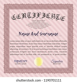 Red Diploma template. Beauty design. With guilloche pattern and background. Customizable, Easy to edit and change colors. 