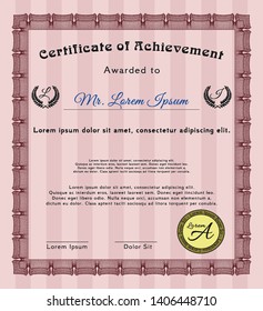 Red Diploma template. Beauty design. With complex linear background. Customizable, Easy to edit and change colors. 