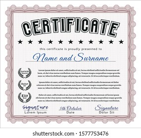 Red Diploma template or certificate template. With background. Detailed. Good design. 