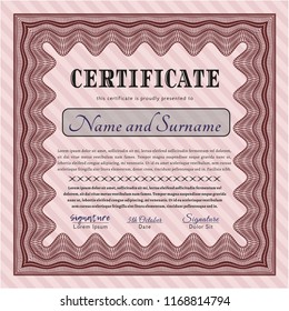 Red Diploma template or certificate template. With complex linear background. Nice design. Customizable, Easy to edit and change colors. 