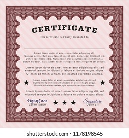 Red Diploma template or certificate template. With complex linear background. Modern design. Customizable, Easy to edit and change colors. 