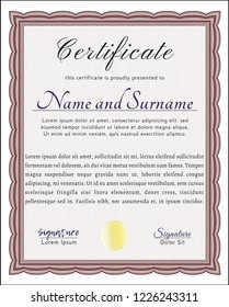 Red Diploma template or certificate template. With complex background. Sophisticated design. Customizable, Easy to edit and change colors. 