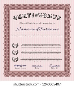Red Diploma template or certificate template. Complex background. Customizable, Easy to edit and change colors. Sophisticated design. 