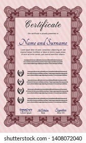 Red Diploma template or certificate template. Complex background. Customizable, Easy to edit and change colors. Retro design. 