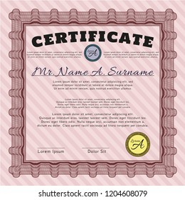 Red Diploma template or certificate template. Customizable, Easy to edit and change colors. With linear background. Money design. 