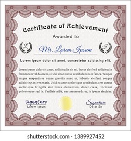 Red Diploma template or certificate template. Customizable, Easy to edit and change colors. With linear background. Excellent design. 