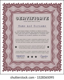 Red Diploma template or certificate template. Customizable, Easy to edit and change colors. With guilloche pattern and background. Sophisticated design. 