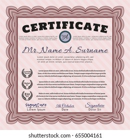 Red Diploma template or certificate template. Customizable, Easy to edit and change colors. With guilloche pattern. Money design. 