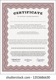 Red Diploma template or certificate template. Easy to print. Money Pattern design. Vector illustration. 