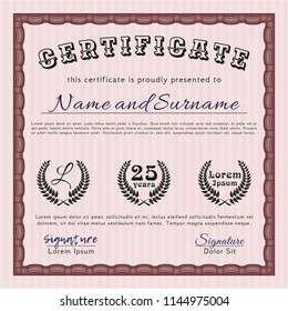 Red Diploma template or certificate template. Good design. With guilloche pattern. Customizable, Easy to edit and change colors. 