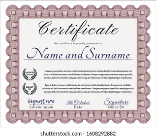 Red Diploma template or certificate template. Good design. Detailed. Complex background. 