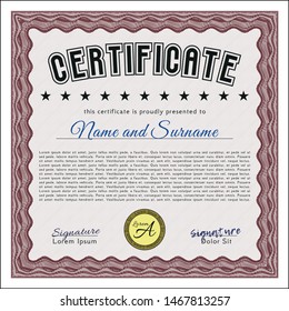 Red Diploma template or certificate template. With guilloche pattern. Good design. Customizable, Easy to edit and change colors. 