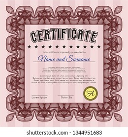 Red Diploma template or certificate template. With linear background. Money style design. Customizable, Easy to edit and change colors. 