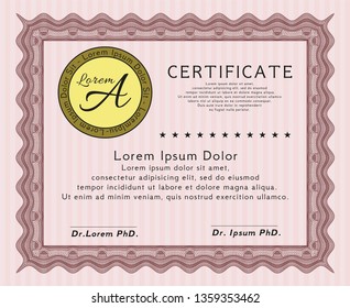 Red Diploma template or certificate template. With linear background. Cordial design. Customizable, Easy to edit and change colors. 