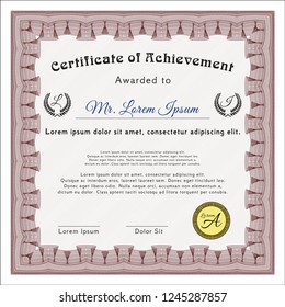 Red Diploma template or certificate template. Modern design. With complex background. Customizable, Easy to edit and change colors. 
