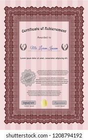 Red Diploma template or certificate template. Money style design. With guilloche pattern and background. Customizable, Easy to edit and change colors. 