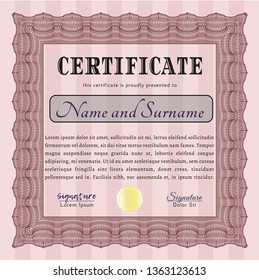 Red Diploma template or certificate template. Money Pattern design. Customizable, Easy to edit and change colors. With guilloche pattern and background. 