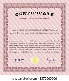 Red Diploma template or certificate template. Money style design. Customizable, Easy to edit and change colors. With guilloche pattern and background. 