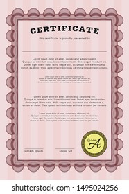 Red Diploma template or certificate template. Printer friendly. Vector illustration. Modern design. 