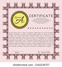 Red Diploma template or certificate template.  Retro design.  With complex linear background.  Customizable, Easy to edit and change colors. 