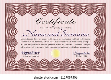 Red Diploma template or certificate template. Sophisticated design. Easy to print. Detailed. 