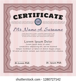Red Diploma template or certificate template. Sophisticated design. Easy to print. Vector illustration. 