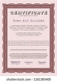 Red Diploma template or certificate template. Vector illustration. Printer friendly. Beauty design. 