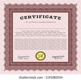Red Diploma template or certificate template. Vector illustration. With quality background. Superior design. 