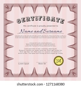 Red Diploma template or certificate template. Vector illustration. Easy to print. Lovely design. 